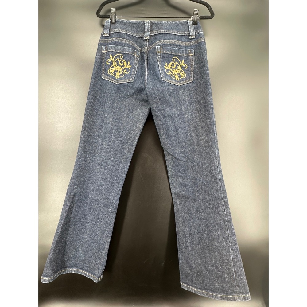 Ann Taylor Modern‎ Fit Lindsay Waist Bootcut Jeans Dark Wash Embroidered Size 2